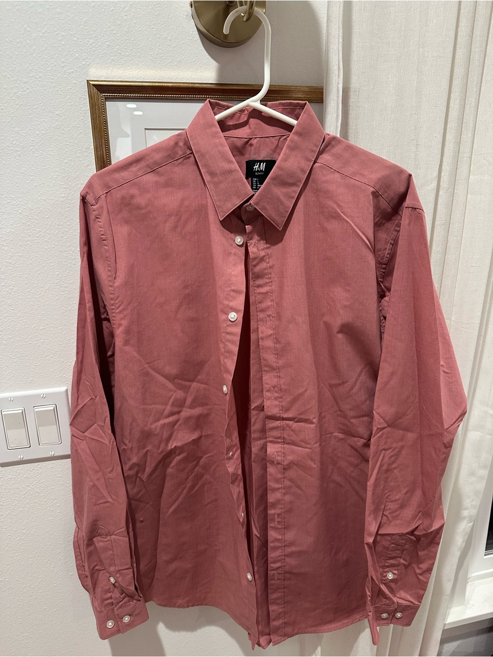 H&M Men's Button-Up Shirt - Dusty Rose